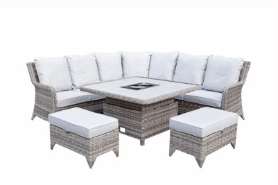 Charlecote Outdoor Corner Dining Set with Lift Table - Grey